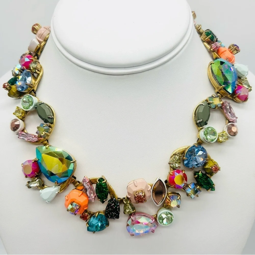 J. Crew Brulee Crystal Wreath Necklace - Picture 1 of 10
